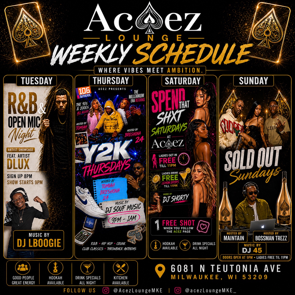 Acez weekly schedule