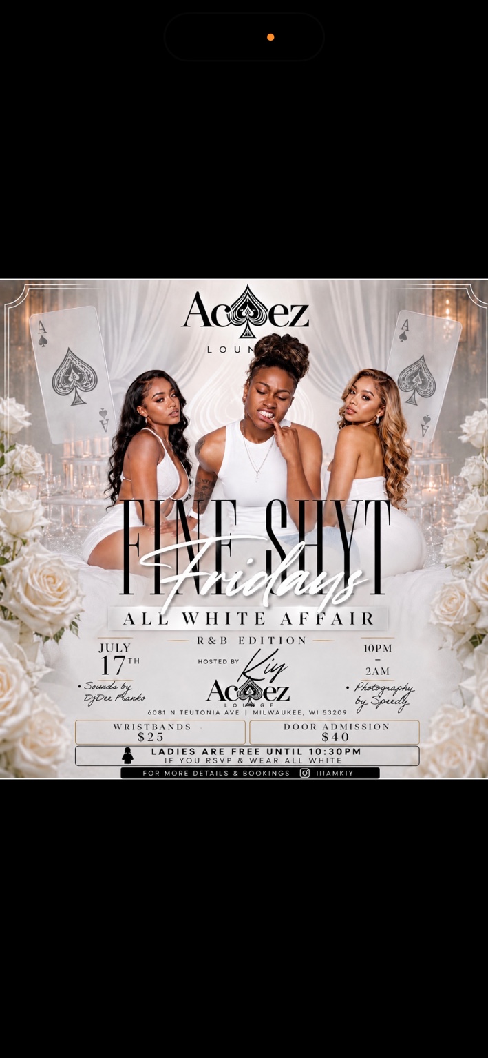 Fine Shyt Fridays all white affair flyer