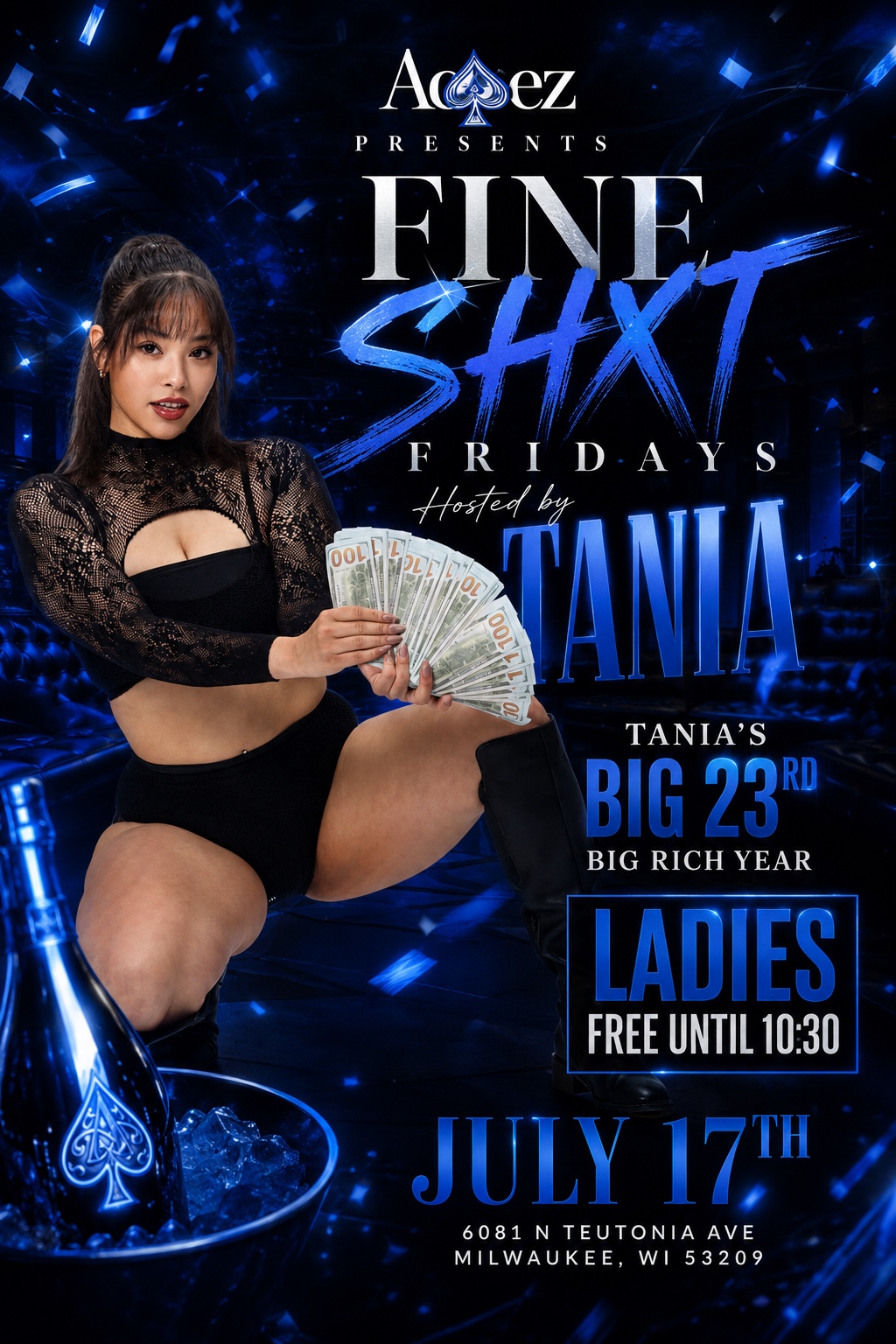 Fine Shxt Fridays Tania birthday flyer